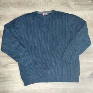 Chaps Ralph Lauren Men's Navy Blue Cable Knit Sweater Crewneck